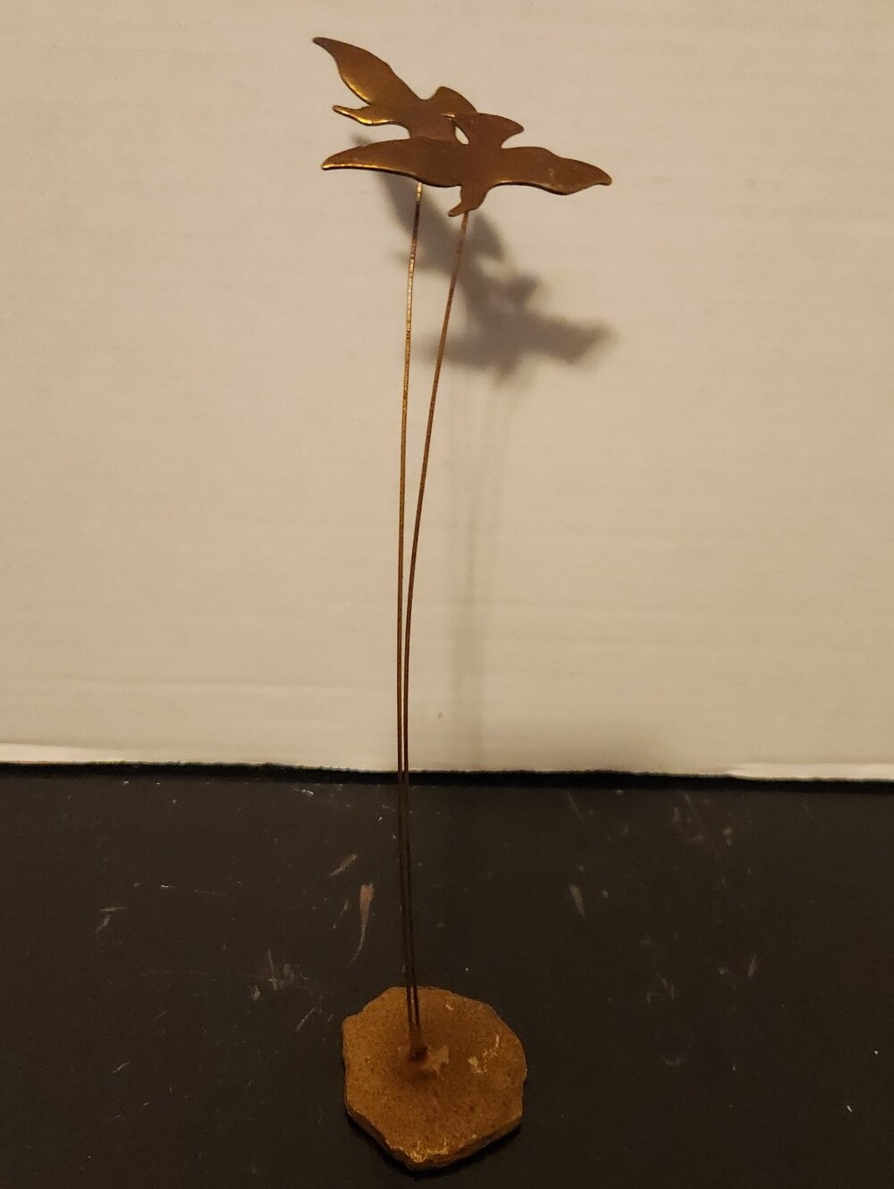 Vintage MCM Kinetic Art Sculpture Seagulls Bird Brass Wire Metal